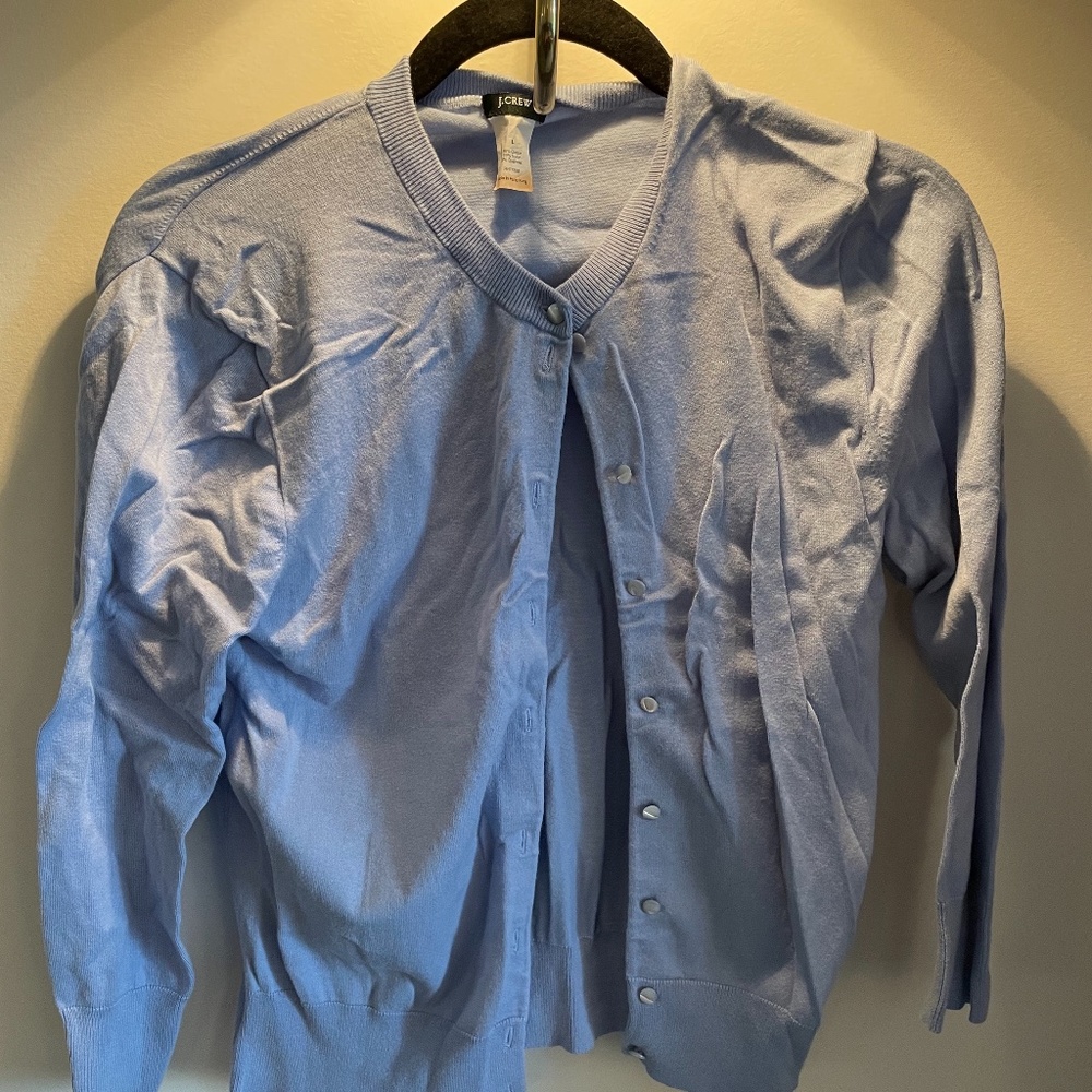 JCrew Cotton Cardigan Size L Periwinkle